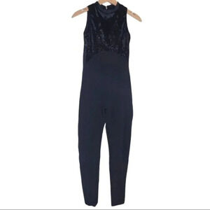 Danskin M black mock neck sleeveless‎ long unitard Balletcore